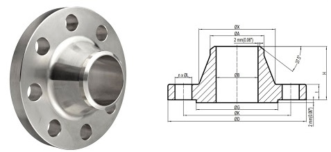 ابعاد فلنج گلودار شامل موارد زیر می‌باشد